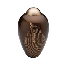 Brass Urn (Brown With Engraved Brass Leaves)