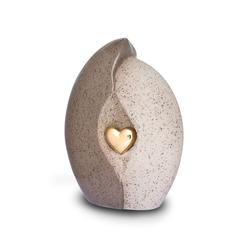 Ceramic Urn (Natural Stone with Gold Heart Motif)