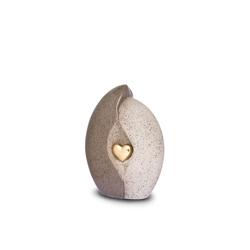 Small Ceramic Urn (Natural Stone with Gold Heart Motif)