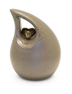 Medium Ceramic Urn (Neutral with Gold Heart Motif) 