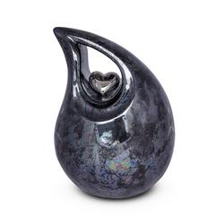 Ceramic Urn (Graphite with Silver Heart Motif)