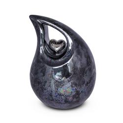 Medium Ceramic Urn (Graphite with Silver Heart Motif)