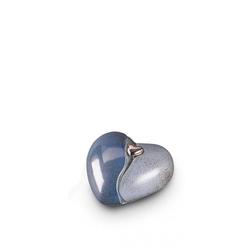 Small Ceramic Heart Urn (Blue with Silver Heart Motif)