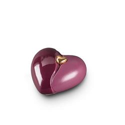 Small Ceramic Heart Urn (Maroon with Gold Heart Motif)
