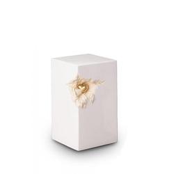 Ceramic Urn (White with Gold Recessed Heart Motif)