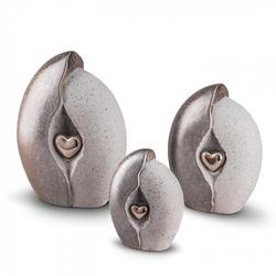 Medium Ceramic Urn (Natural Stone with Silver Heart Motif)