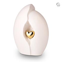 Ceramic Urn (White with Gold Heart) - Adult