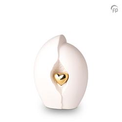 Ceramic Urn (White with Gold Heart) - Medium
