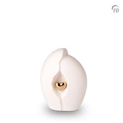 Ceramic Urn (White with Gold Heart) - Small