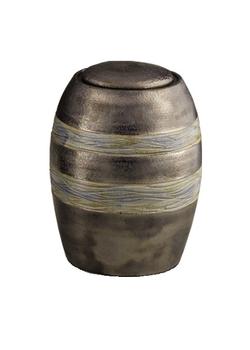 Ceramic Urn (Brown with Textured Stripes)