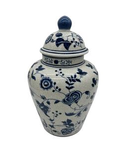 Ceramic Lotus Urn (Blue and White) - Companion