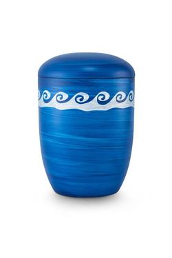 Biodegradable Urn (Blue with White Wave Border) Suitable for Sea Burial