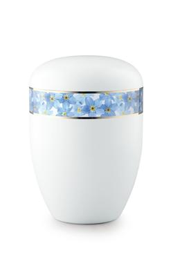 Arboform Urn (White with Blue Flower Border)