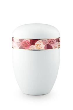 Arboform Urn (White with Roses Border)