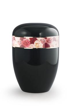 Arboform Urn (Black with Roses Border)