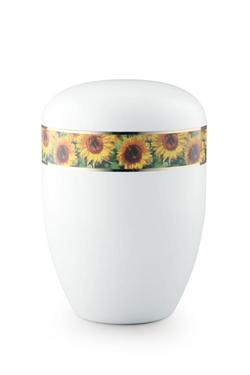 Arboform Urn (White with Sunflower Border)