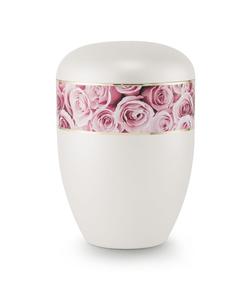 Arboform Urn (Pearl with Pink Rose Border)