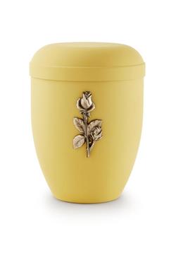 Arboform Urn (Yellow with Gold Rose Motif)