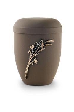 Arboform Urn (Brown with Gold Wheat Sheaf Motif)