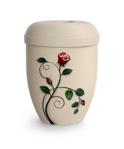 Arboform Urn (Cream with Red Rose Design)