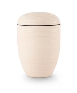 Arboform Urn. Pierre Addition, Cream, Grooved surface in stone finish.