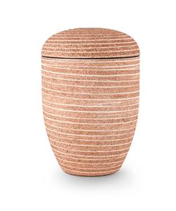 Arboform Urn. Pierre Addition, Pale Red, Grooved surface in stone finish.