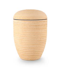 Arboform Urn. Pierre Addition, Pale Yellow, Grooved surface in stone finish.