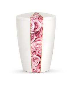 Arboform Urn - Flora Edition - White with Pink Rose Segment