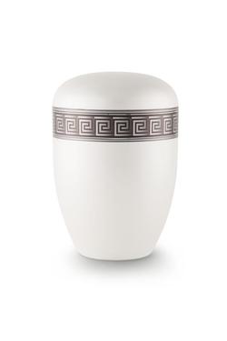 Arboform Urn (White wih Silver Block Spiral Border)