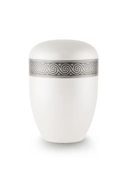 Arboform Urn (White with Silver Spiral Border)