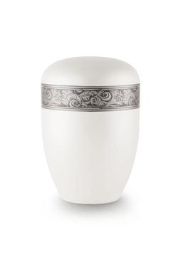 Arboform Urn (White with Silver Decorative Border)