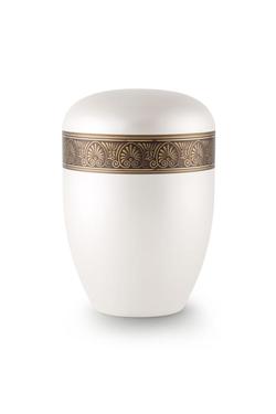 Arboform Urn (White with Bronze Fan Border)