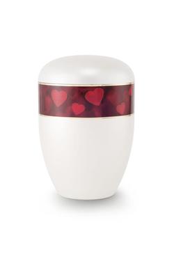 Arboform Urn (White with Red Hearts Border)