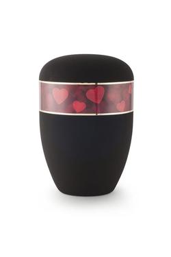 Arboform Urn (Black with Red Hearts Border)