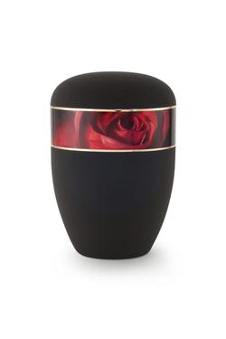 Arboform Urn (Black with Red Rose Border)