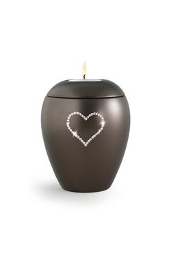 Candle Holder Keepsake (Chocolate) with crystal heart