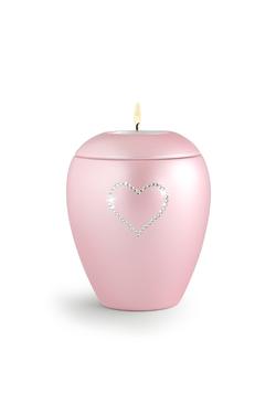  Candle Holder Keepsake (Baby Pink) with crystal heart