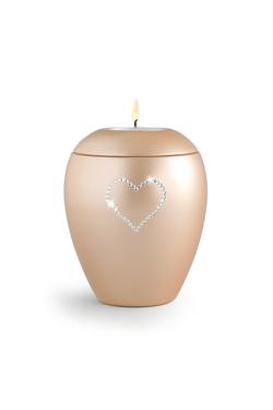  Candle Holder Keepsake (Apricot) with crystal heart