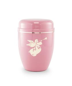 Infant Urn (Pastel Pink with Angel Motif) (CLEARANCE STOCK REDUCED PRICE)