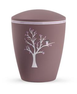 Arboform Infant Urn - Dark Pink with Tree Illustration