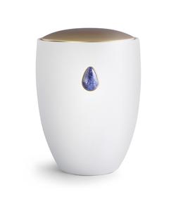 Ceramic Power Stone Urn (White, Sodalite) - Adult