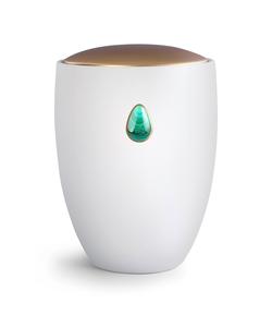 Ceramic Power Stone Urn (White, Malachite) - Adult