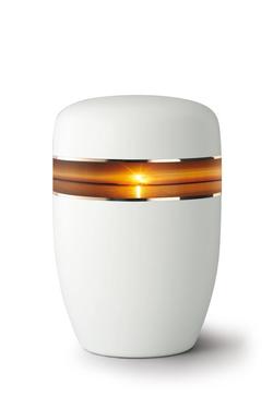 Steel Urn (White with Sunset Border)