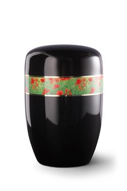 Steel Urn (Black with Poppies Border)