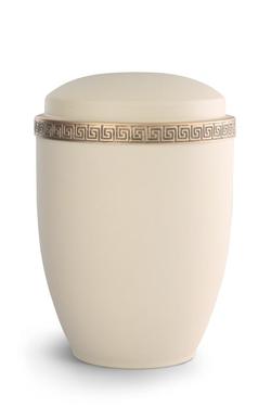 Steel Urn (Cream with Gold Block Spiral Border)