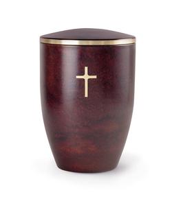 Steel Urn - Burgundy with Gold Cross