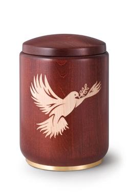 Wooden Urn (Stained Mahogany with Dove Engraving)