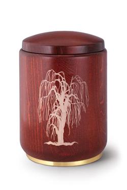 Wooden Urn (Stained Mahogany with Weeping Willow Engraving)