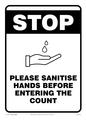 Sign - PLEASE SANITISE HANDS BEFORE ENTERING THE COUNT