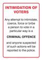 Sign - 'INTIMIDATION OF VOTERS' - Paper